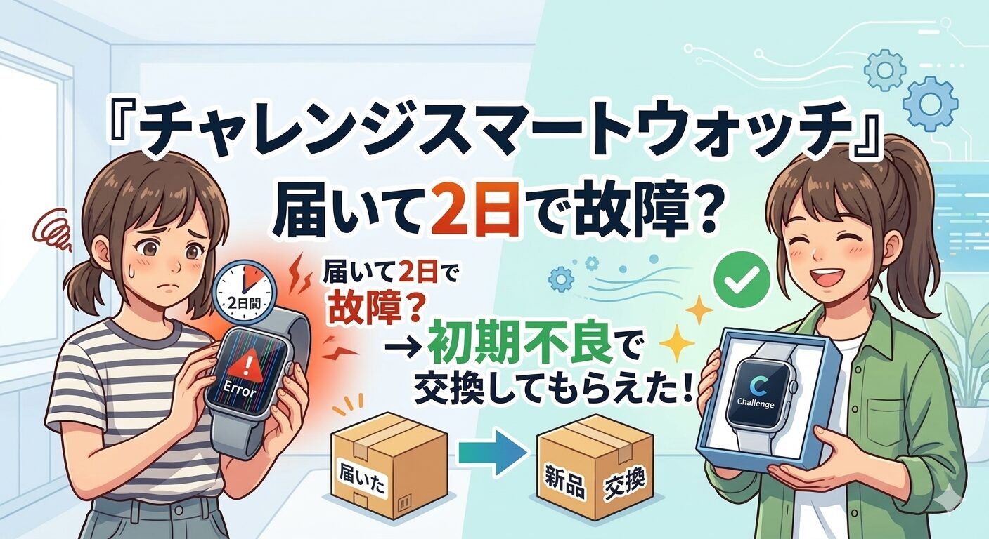 『チャレンジスマートウォッチ』届いて2日で故障？→初期不良で交換